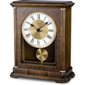 Bulova B1860 Vanderbilt Mantel Clock, Warm Walnut 12.25 x 9 x 4.75